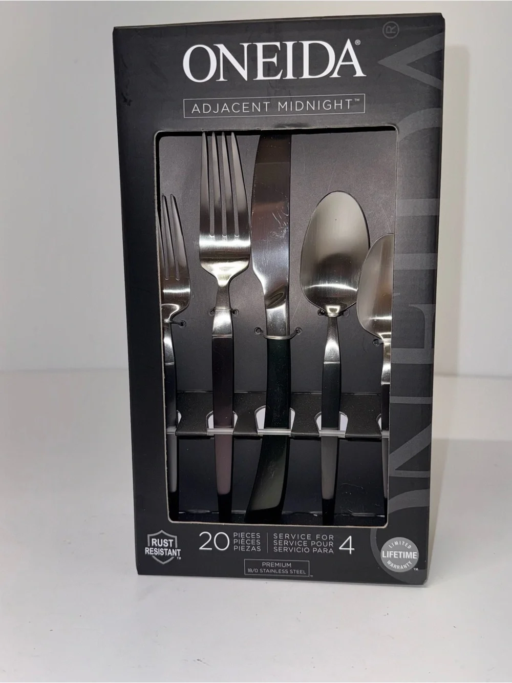 Oneida Adjacent Midnight 20-Piece Flatware Set Service for 4 Stainless Steel